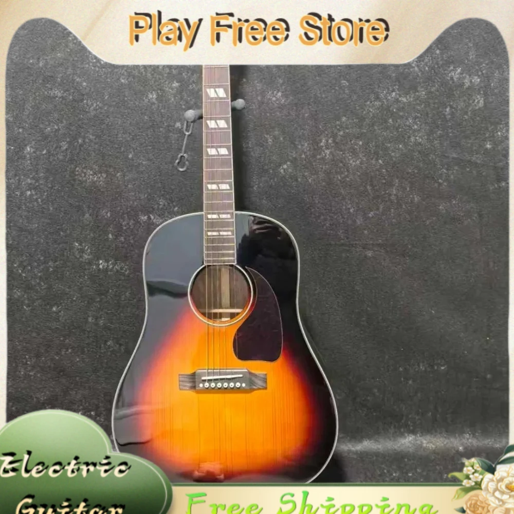 J45 Free Shipping 41 Inch Sunset Acoustic Guitar Solid Top Natural Mahogany Body Fixed Bridge Clear Sound Beginner Hot Sale New