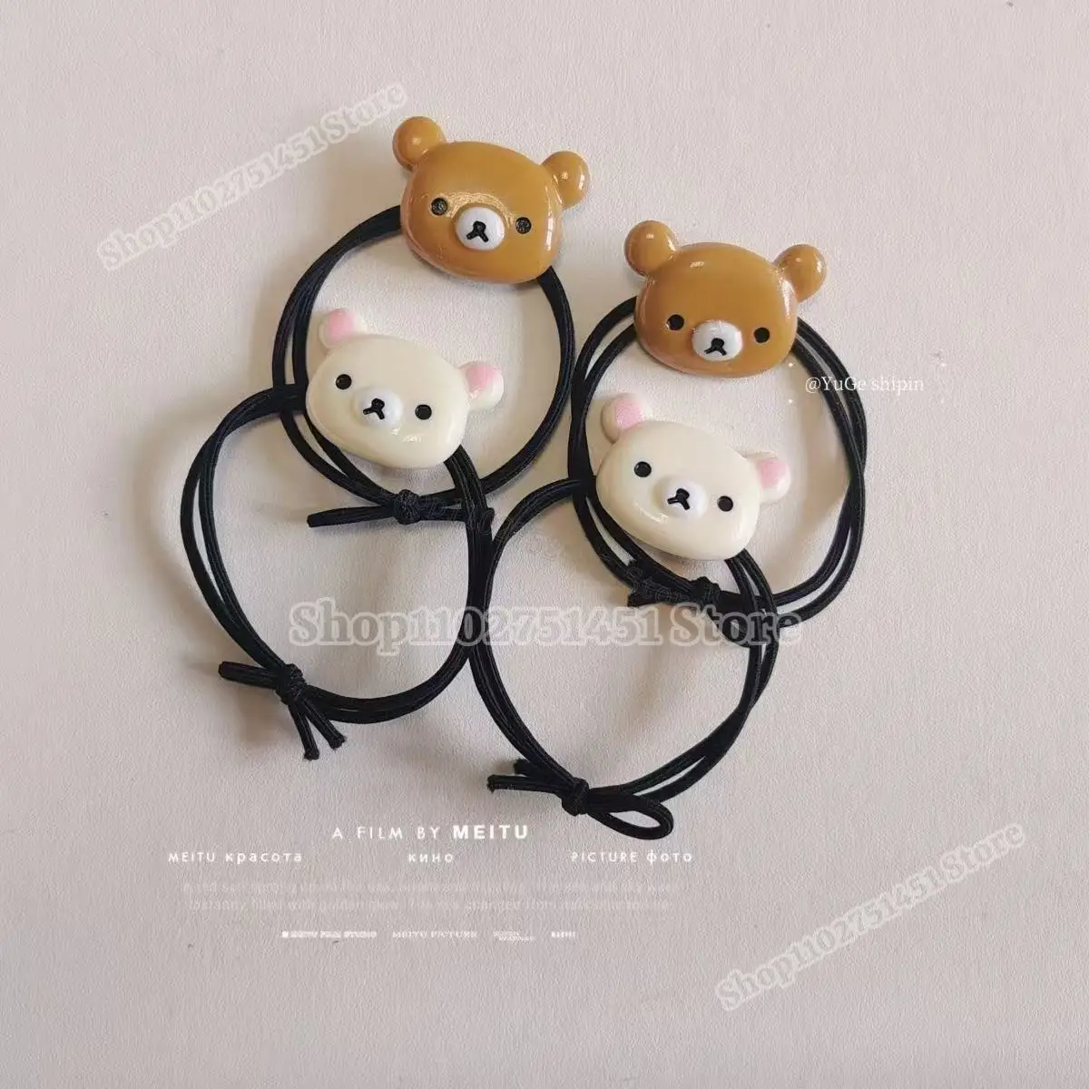 

2pcs Cute Rilakkuma Hair Tie Lazybear Sheadline Easy Bear Rubber Band Girls Hair Accessories Women Elastic Band Decoration Gifts