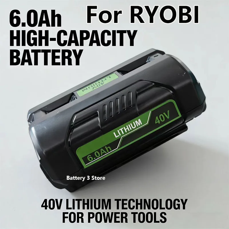 

for Ryobi 6.0Ah 40V Li-Ion Rechargeable Battery 40V Cordless Power Tools Battery OP4040 OP40501 OP4050 OP4060A RY40502 RY40200