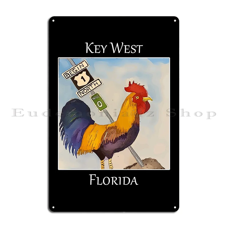 Rooster And Mile Marker 0 Famous In Key West Florida Welshdesigns Metal Signs Printing Vintage Bar Club Pub Tin Sign Poster