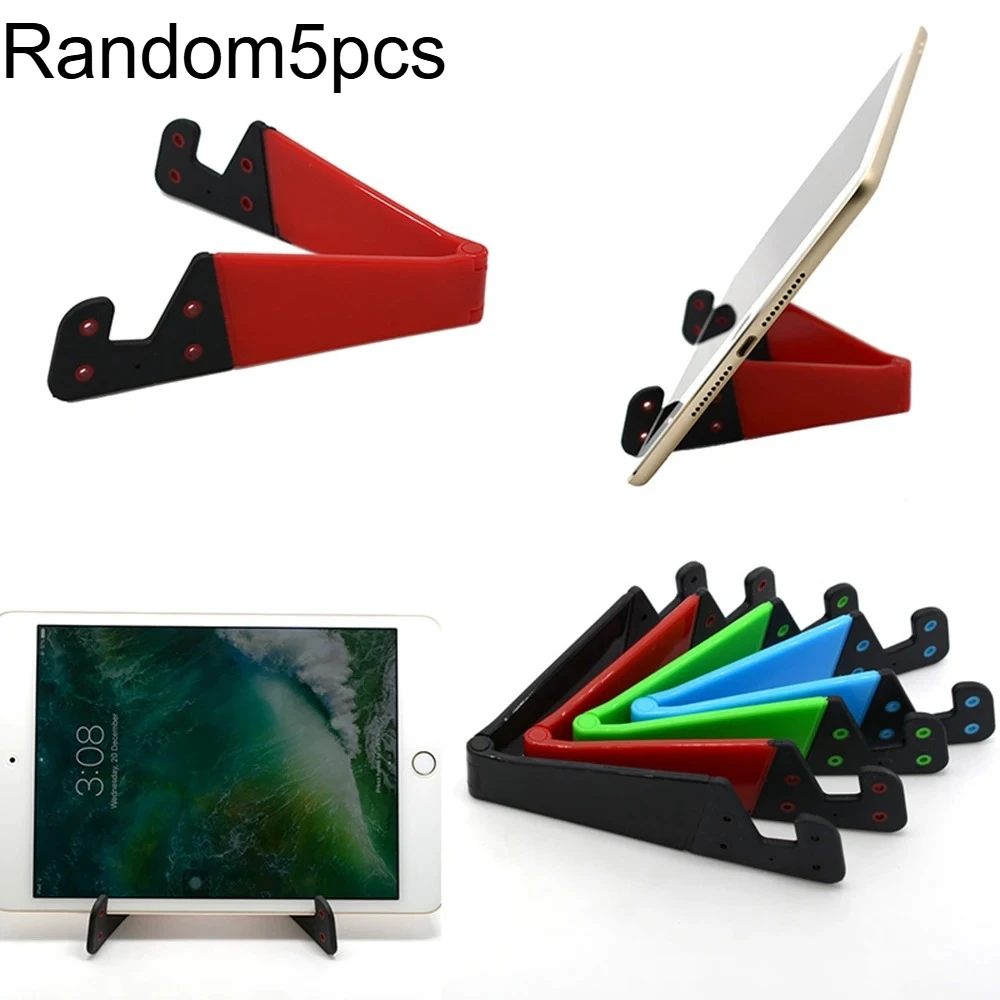 Random5pcs V-Shaped Universal Foldable Mobile Cell Phone Stand Holder For Smartphone Tablet Adjustable Support Phone Support Bra