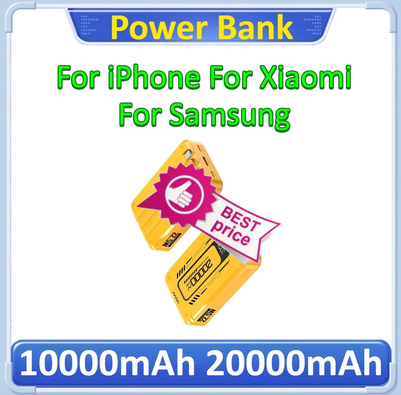 

10000mAh 20000mAh Power Bank For iPhone For Xiaomi For Samsung 22.5W Fast Charging Portable Charger External Battery
