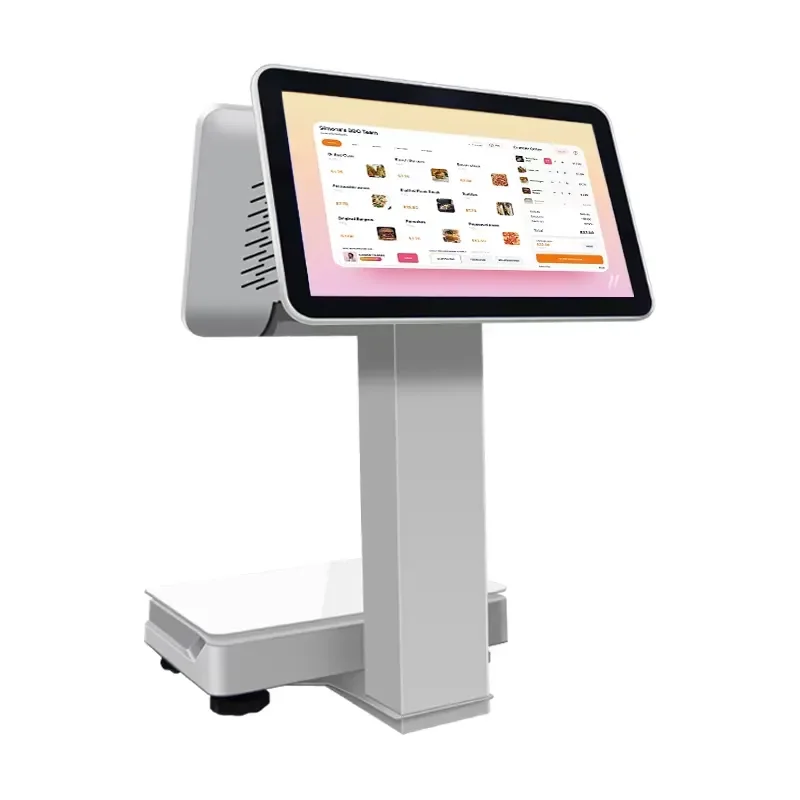 15.6 Inch Dual Touch Screen POS System Machine with Weighing Scale AI All in One Electronic Digital Cash Register for Retail