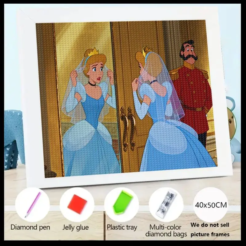 

1 шт., набор для алмазной живописи принцессы Золушки, 5D полная дрель, набор для рисования драгоценных камней со стразами «сделай сам», сказочная свадьба Диснея
