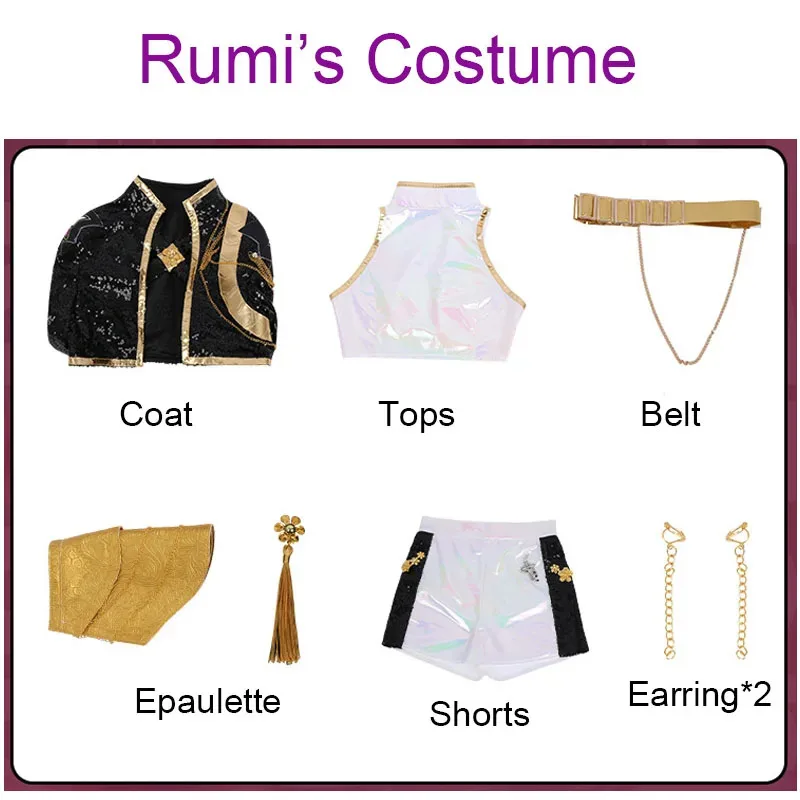 

Zizi 2025 аниме Kpop косплей сценический наряд костюмы охотников на демонов HUNTR/X парики Руми головные уборы Хэллоуин идол девушка группа Sta