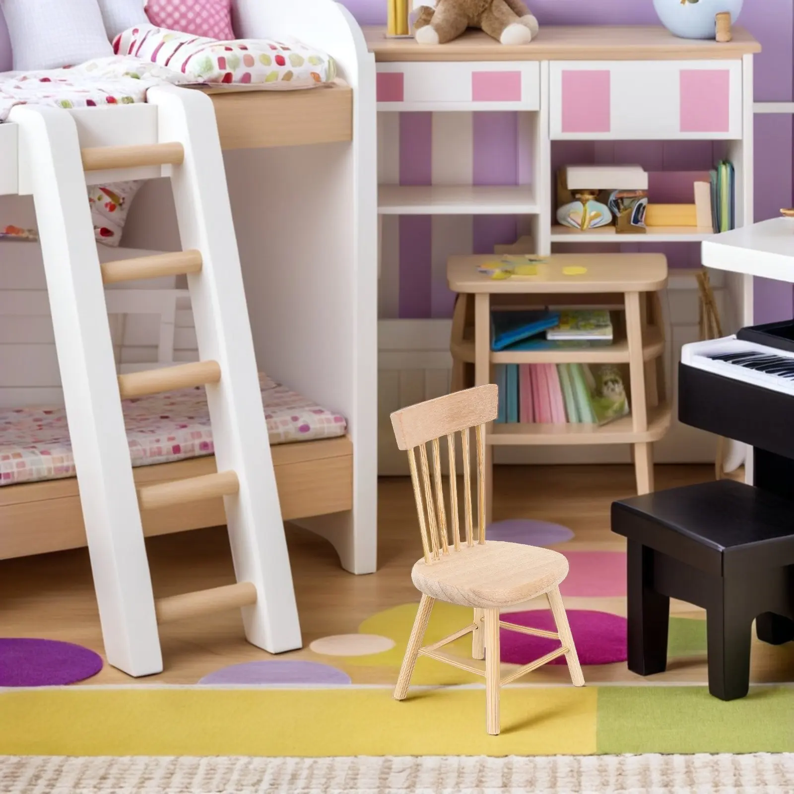 

6Pcs Mini Wooden Chair Creative Mini House Furniture Ornament Small Wooden Chairs Decorative Accessory Set House Furniture