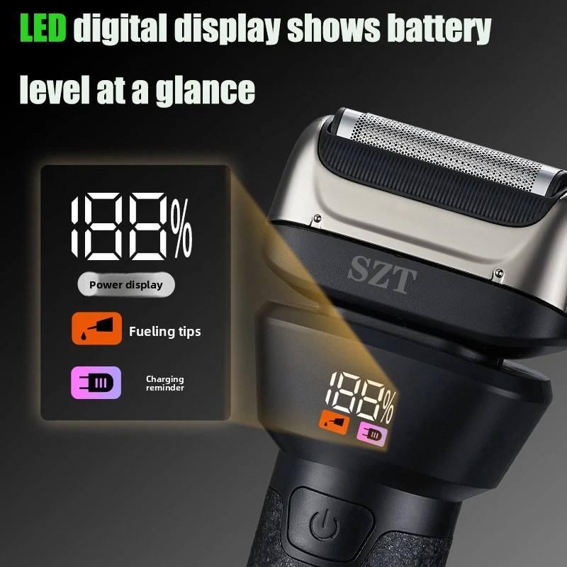 SZTNK605 7000 RPM Electric Shaver For Men Aluminum Alloy Portable Washable Rotary Razor Ultra-Clean Triple-Blade Shaving Machine