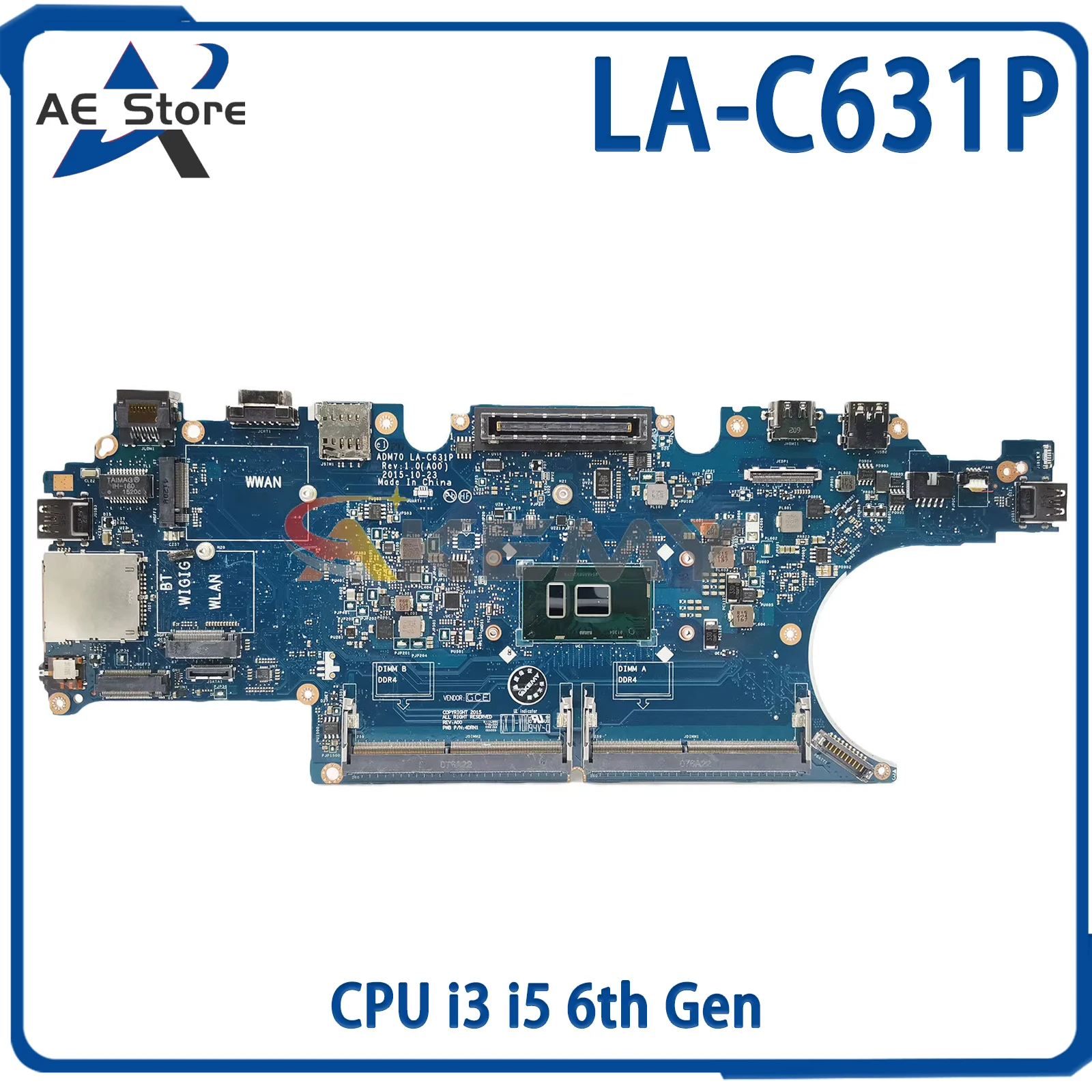 

AE LA-C631P Laptop Motherboard For Dell Latitude E5470 0HCP0K 0C0NC4 00VJ1G 0C0NC4 Notebook Mainboard with CPU i3 i5 6th Gen