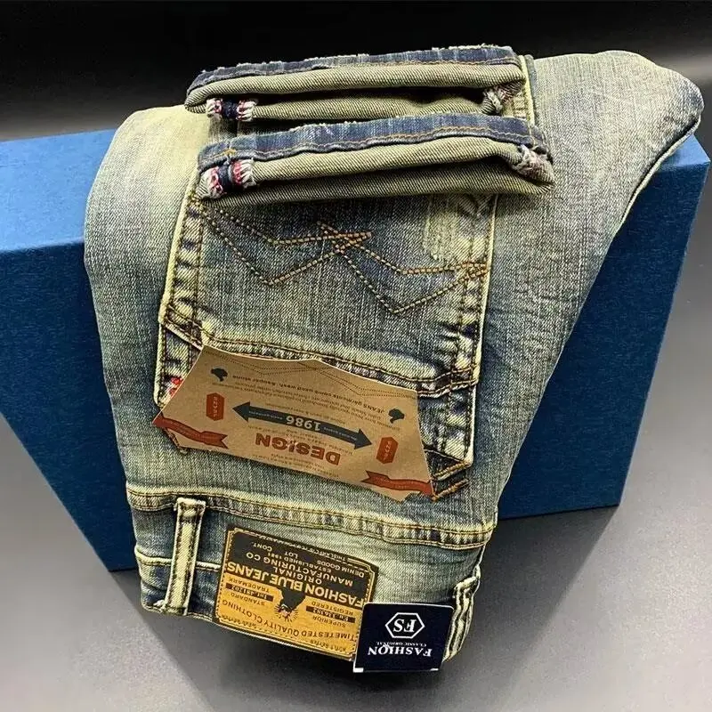 Retro Color 2836 Size Elastic Slim Fit Long Pants 2024 Trendy Stylish Youthful Daily Wear American Style Jeans for Teens