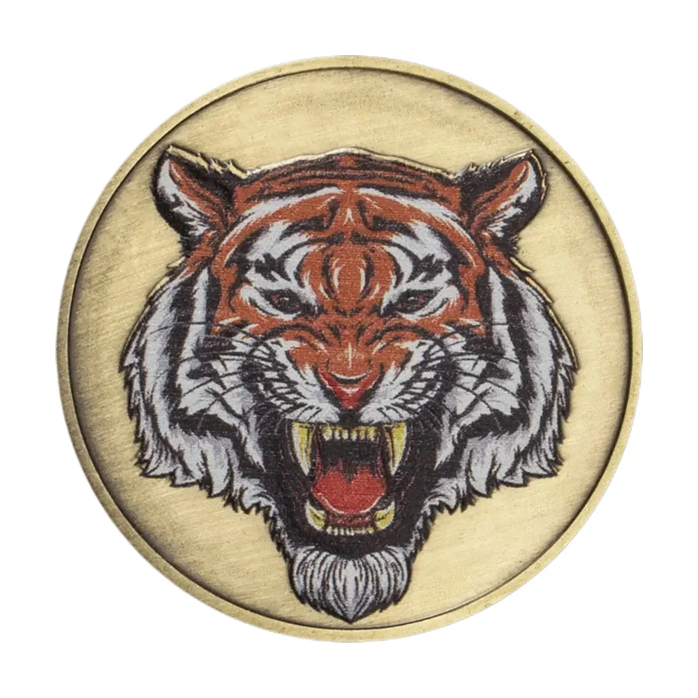 Twelve Zodiac Tiger Commemorative Coins Bronze Plated Tiger New Year Souvenirs Coin Home Decoration