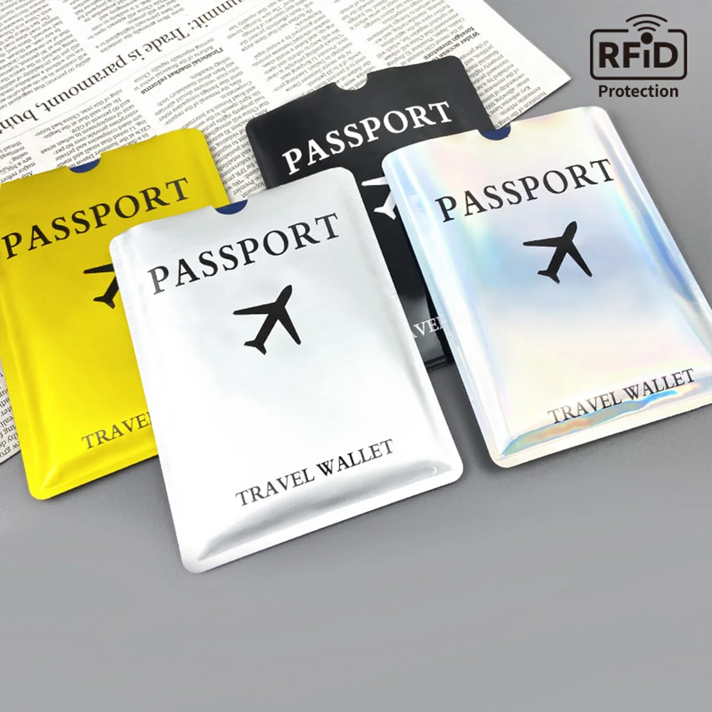 Casing Pelindung Paspor Aluminium Foil, Sikat Anti Magnetik dan Anti Maling, Tempat Paspor Versi Pesawat Laser A-DH
