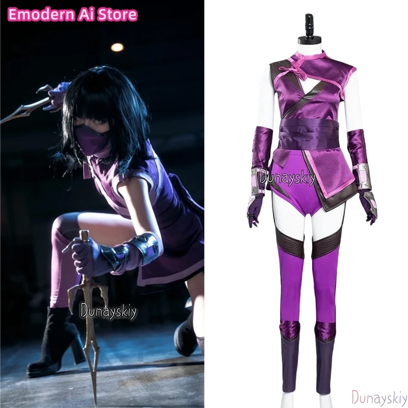 

Mortal Cosplay Kombat Mileena disfraz Adult Women Fantasia Top Pants Mask Gloves Outfits Halloween Carnival Party Suit