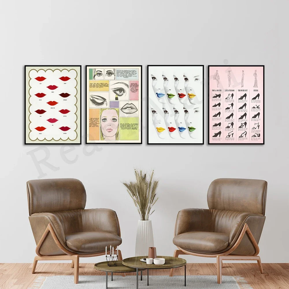 Lipstick Lip Color, Lipstick Chart Antique Doagram Makeup Lip Makeup, Shoes Guide, Eye Shadow Beauty Mod Makeup Tips Poster