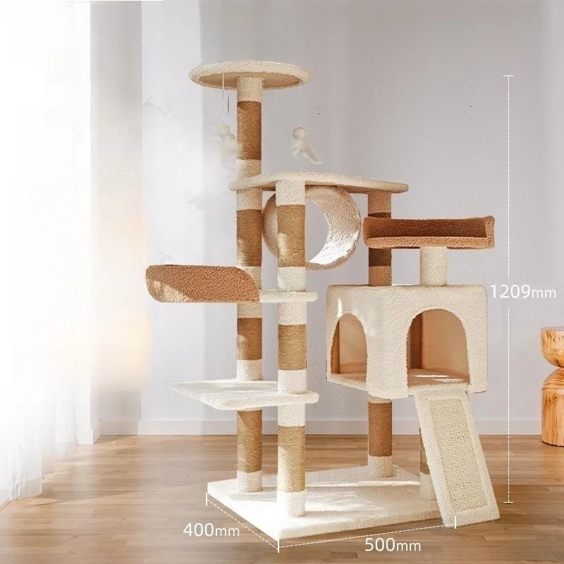 Cat Tree House Multi-level Cat Tower Condo With Sisal Rope Scratching Post Wooden Cat Climbing Frame for Kitten Pet Furniture