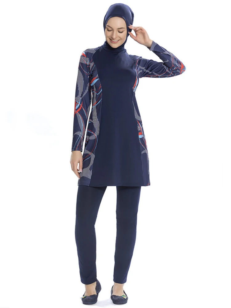 3PCS/Set Modest Burkini Femmes Swimsuits Woman Islamic Swimwear Swimming suit, Quick Drying, Sunscreen, UPF50+