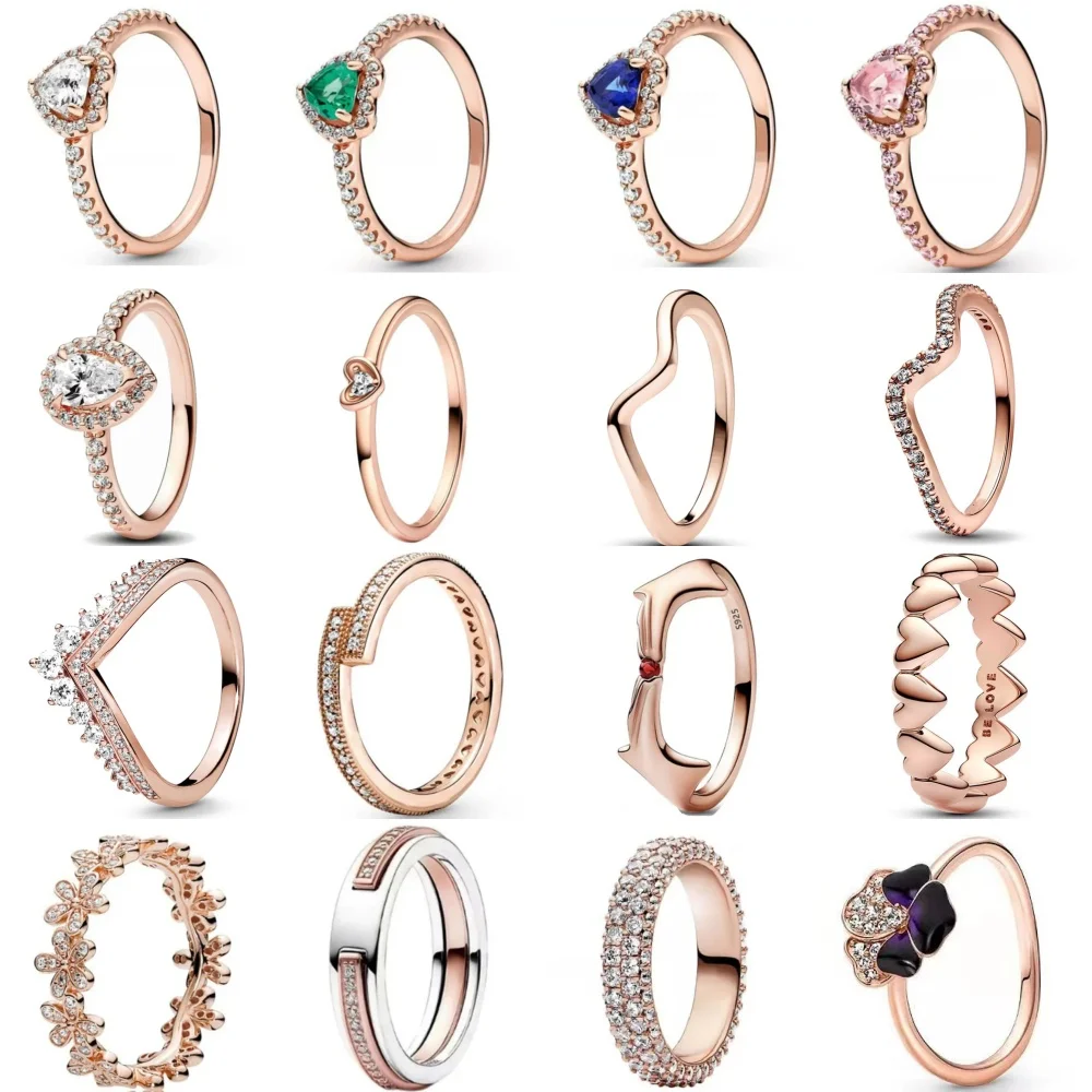 2025 venta al por mayor Color oro rosa primavera Margarita flor anillo anillos tamaño 6 7 8 9 para joyería de plata esterlina 925