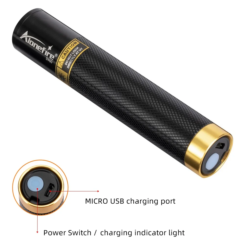 365nm Led Black light UV Flashlight Usb Rechargeable Invisible ink Pets Stain Leakage Marker Ore Money Scorpion Detection lamp