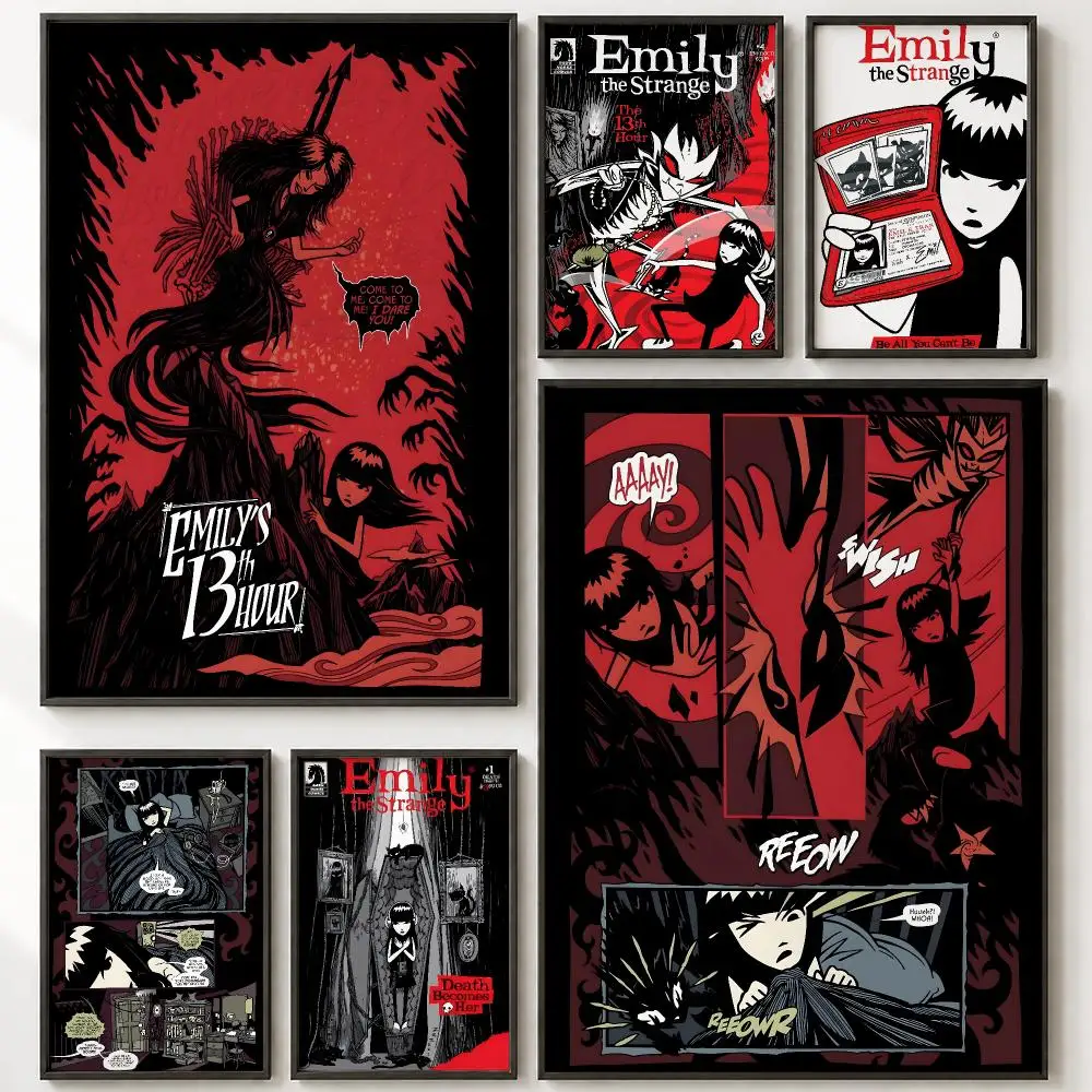Comic Emily the Strange Poster HD poster wall art self-stick no-residue for home cafe office great gift