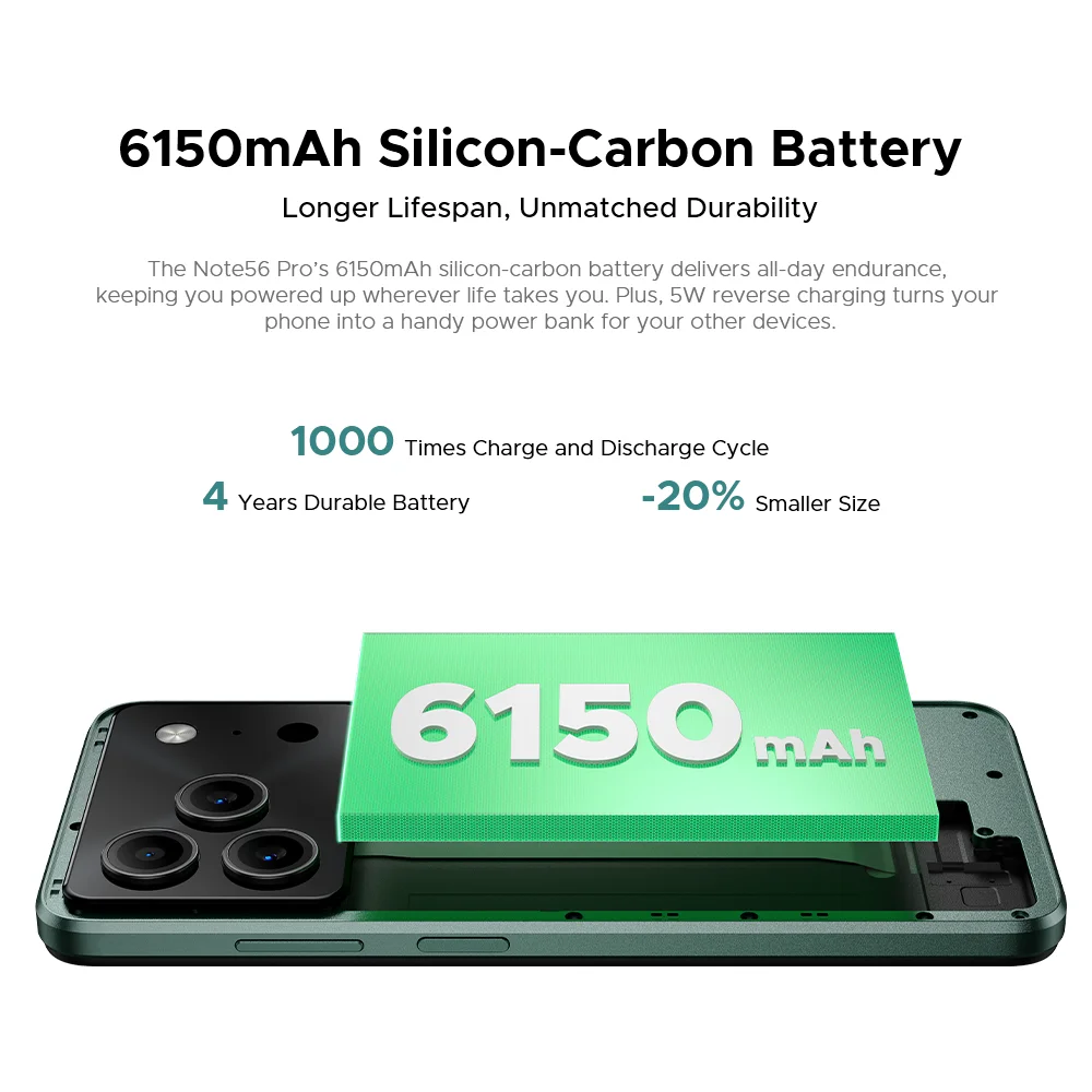 Global Version DOOGEE Note56 Pro Smartphone 32GB+128GB Android 16 6150mAh Battery 6.56'' 90Hz Screen NFC Cell Phone