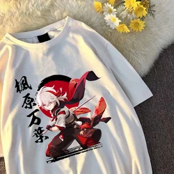 100% Cotton Tshirt Genshin Impact T shirt Women Graphic Tees Hot Game Printing Tops Girls Cartoon T-shirt Kaedehara Kazuha Tees