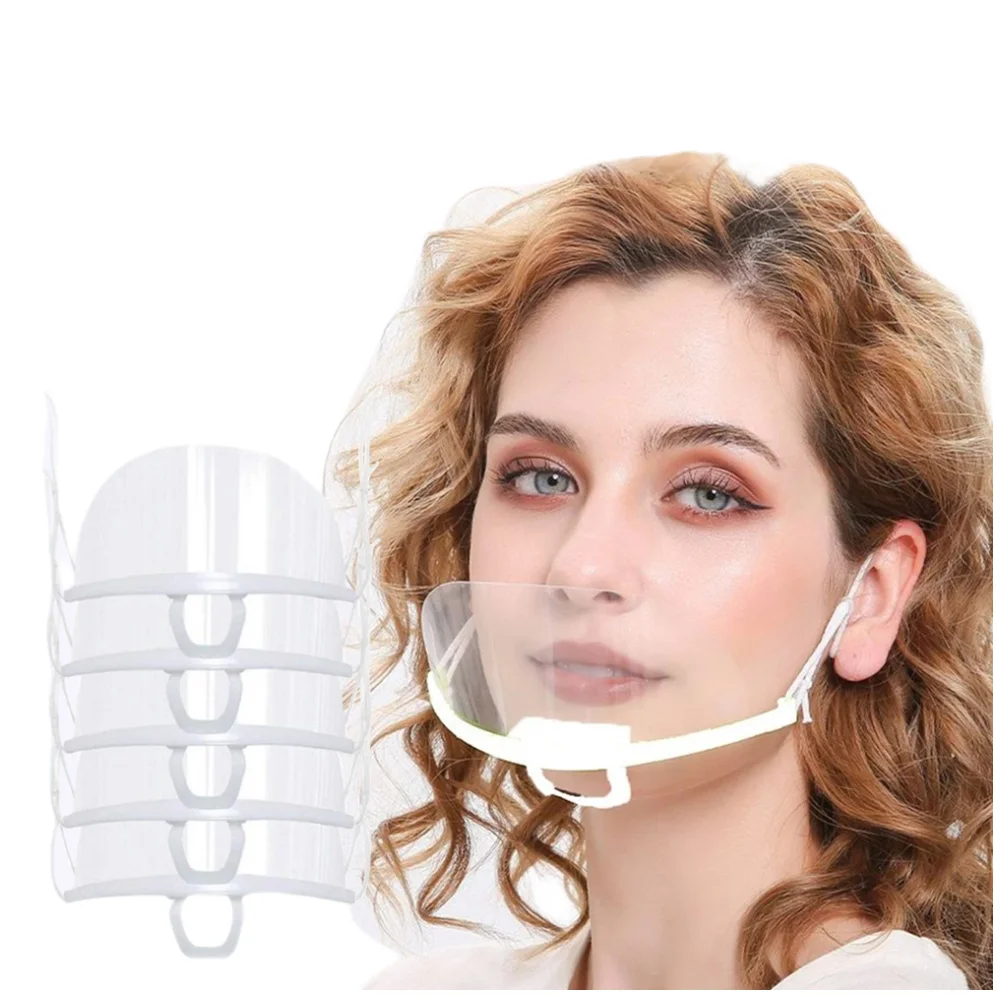 

10Pcs Reusable Transparent Anti-fog Mask Shield Cover Restaurant School Plastic Anti-saliva Mouth Shield Beauty Tattoo Accessory