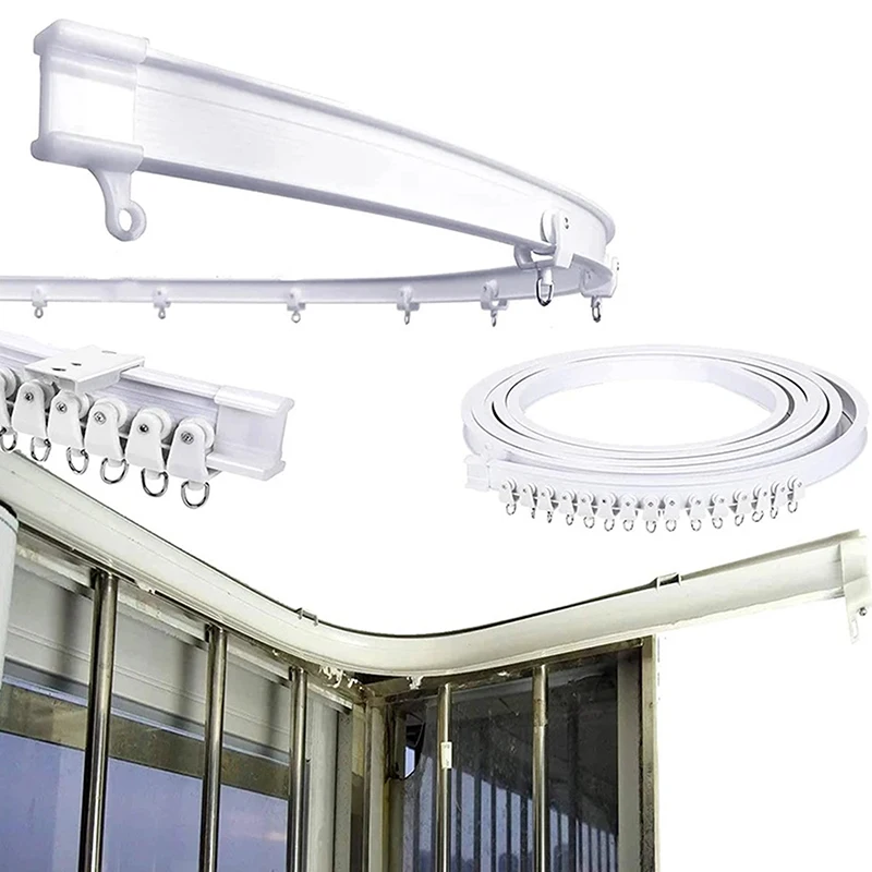 Flexible Bendable Curtain Track Ceiling Wall Mount Curved Heavy Duty RV Sliding Curtain Rail System Room Divider