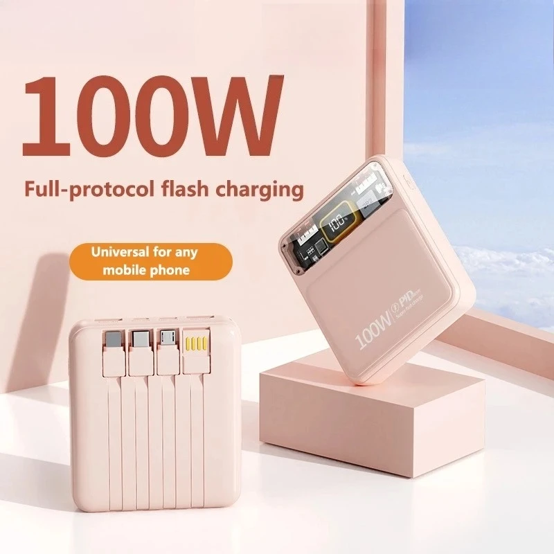 

50000mAh 100W Super Fast Charging Power Bank Large Capacity Comes with Detachable Two-wire Power Bank for IPhone Samsung