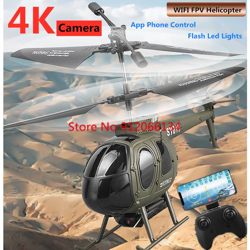 

New Design RC Helicopter with 4K HD Camera 2.4G 4CH LED Lights Altitude Hold Phone Control Aerial Helicopter Drone For Kid Gift