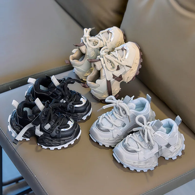 

Tenis 2025 Autumn New Breathable Boys' Mesh Shoes Comfort Anti Slip Kids Sneaker Retro Versatile Girls Thick Sole Casual Shoes