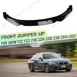 F22 F23 Car Front Bumper Lip For BMW 2 Series 218i 220i 228i 230i 2014-2021 Spoiler Splitter Bumper Canard Diffuser Tuning ABS