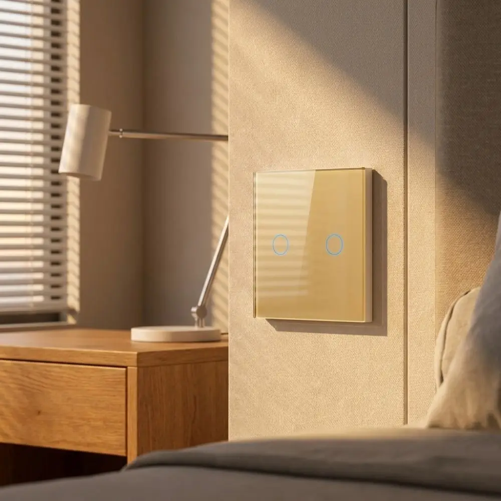 EU Standard Touch Sensor Switch 1/2/3 Gang Glass Panel Smart Switch LED Backlight No Neutral Wire Wall Light Switch Smart Home