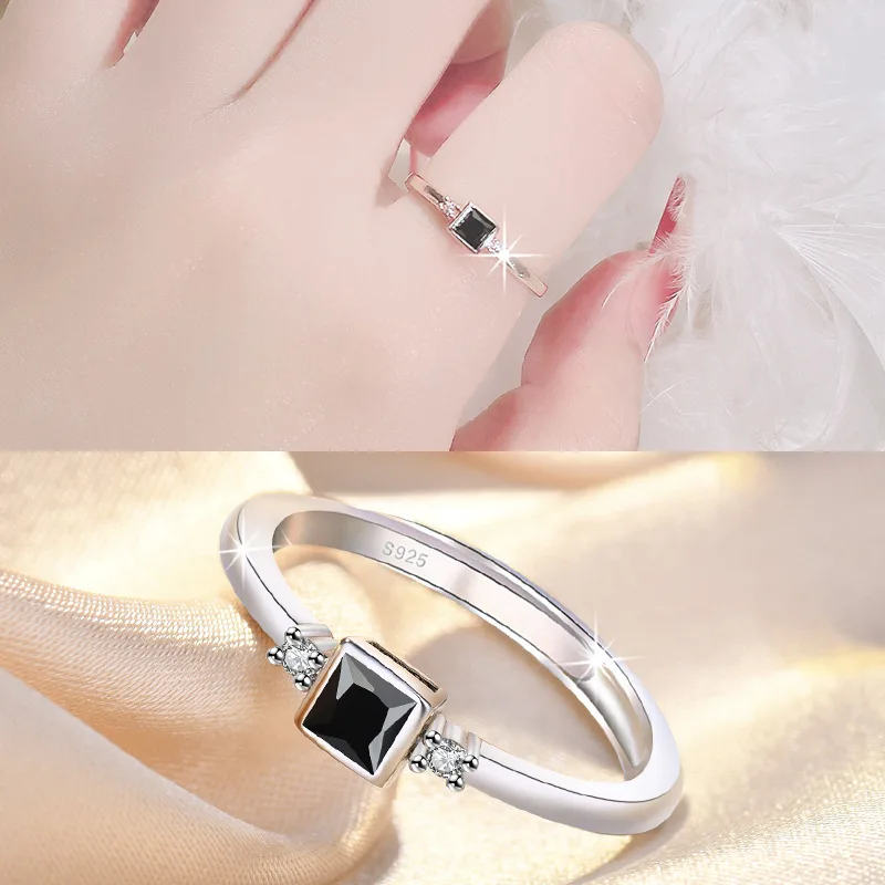 925 Sterling Silver Zircon Adjustable Engagement Rings For Women Wedding Elegant Jewelry Ladies Accessories Gifts R007