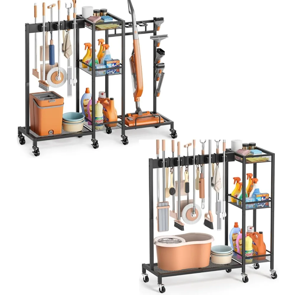 رف تخزين للمكانس والمماسح وأساسيات التنظيف #1