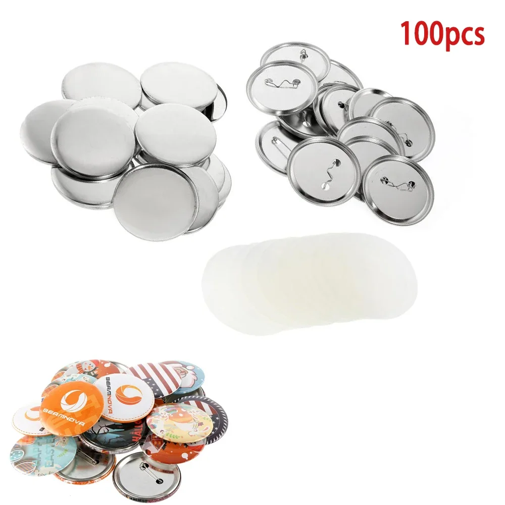 100pcs Button Badge Machine Parts Metal Button Pins Blank Sets Maker DIY Arts Crafts Supplies 25mm 32mm 37mm 44mm 50mm 75mm