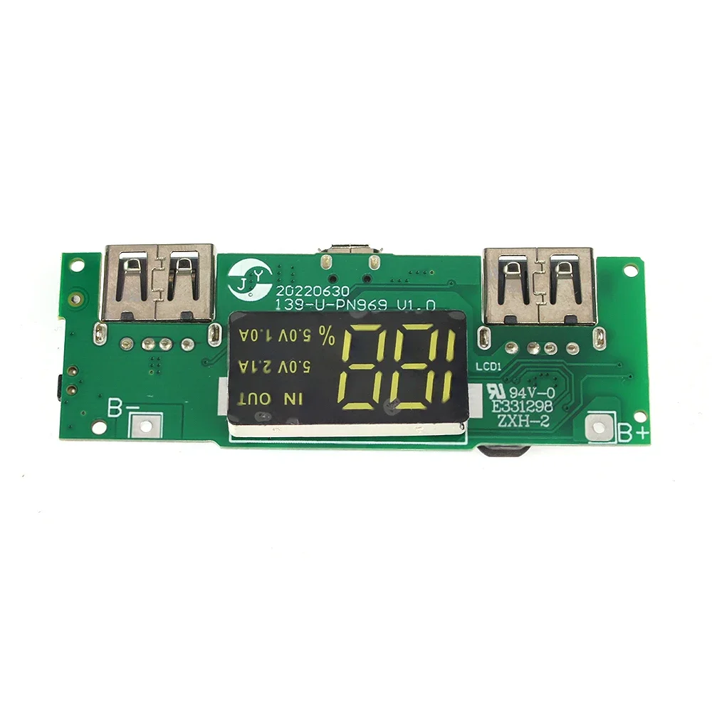 Dual USB 5V 2.4A LED Lithium Battery Charger Board - Mobile Power Bank 18650 Compatible with Micro/Type-C USB