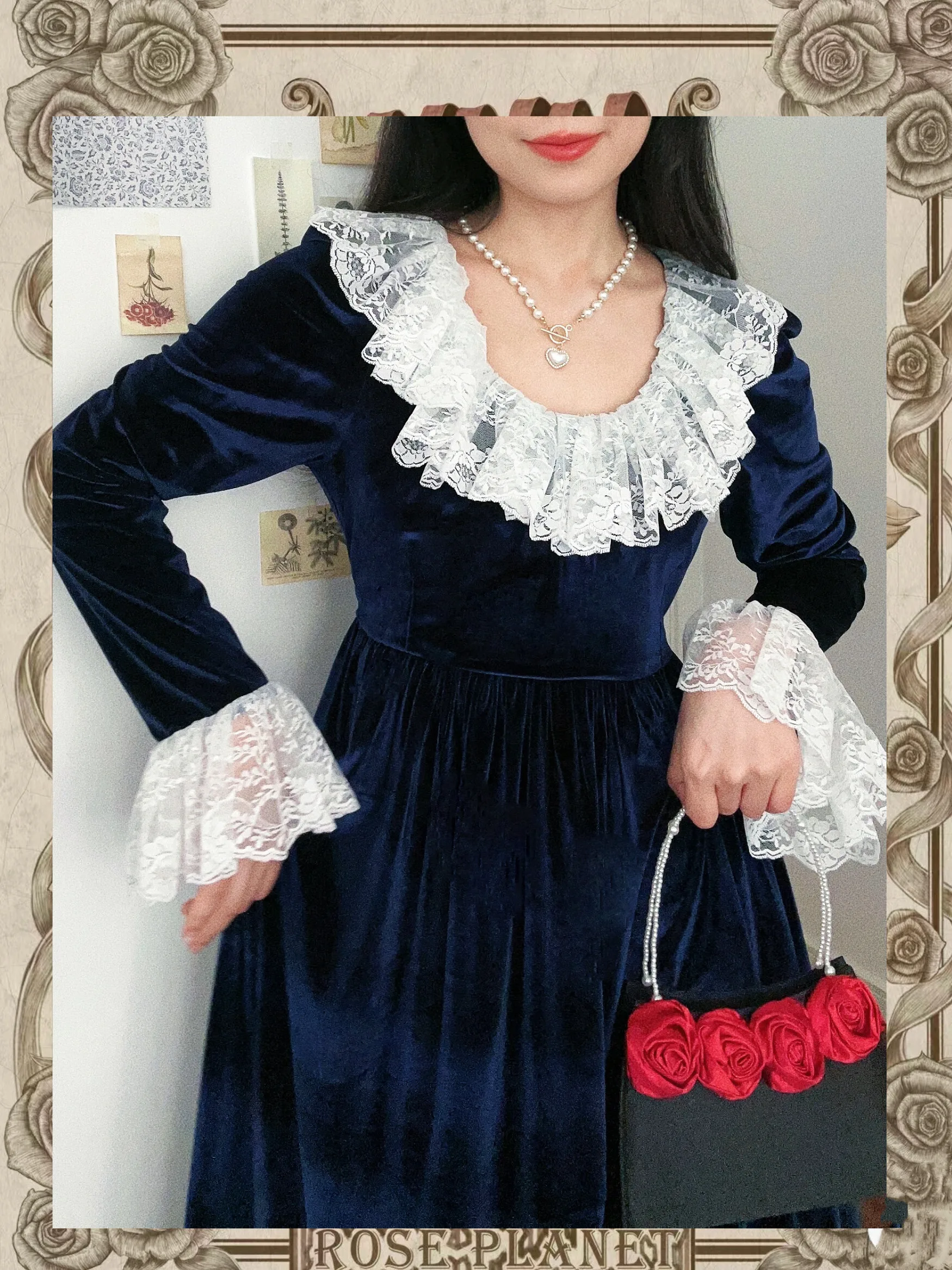 TIYIHAILEY Long Maxi Women Ladies Velvet Dress Full Sleeve Custom Made Lace Patchwork Spring Winter Autumn Spring Vintage 2025