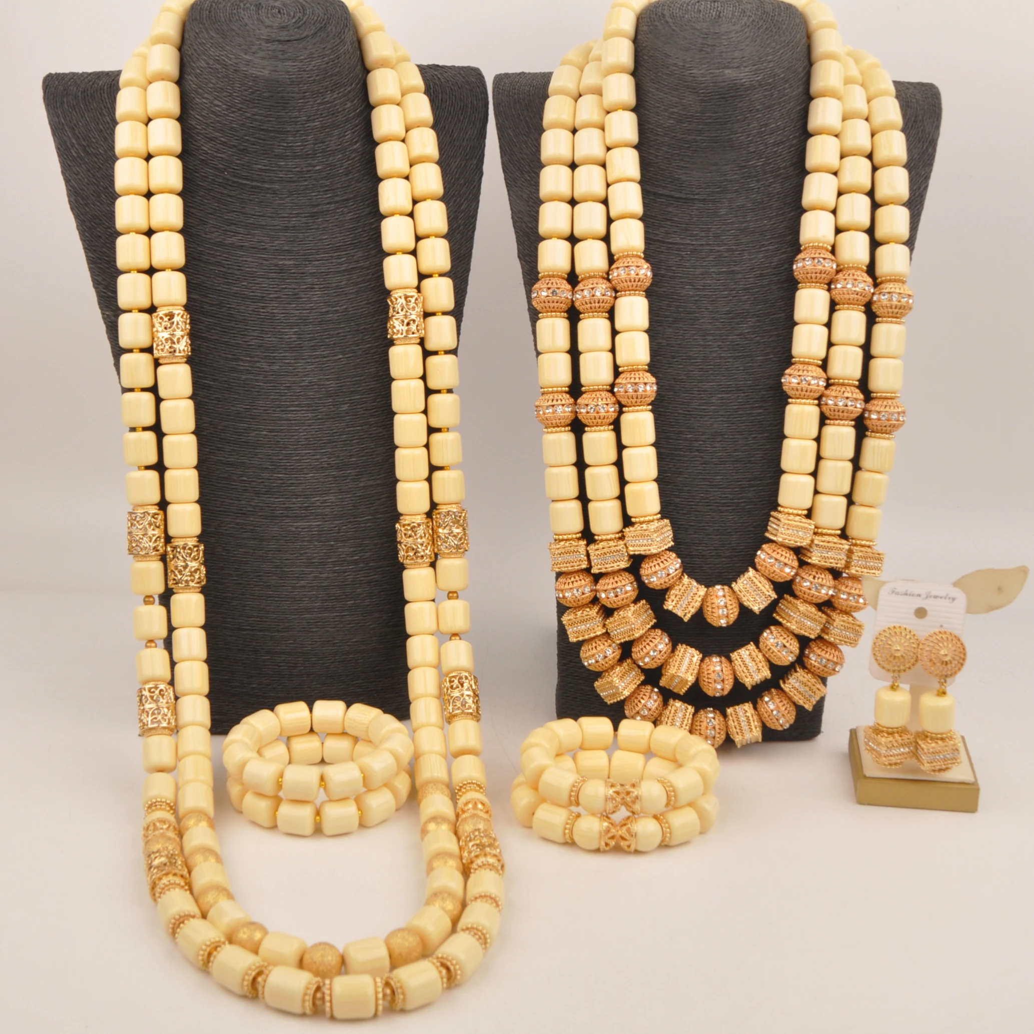 

Nigerian Wedding Couple Set White Artificial Coral Beads African Jewelry Set