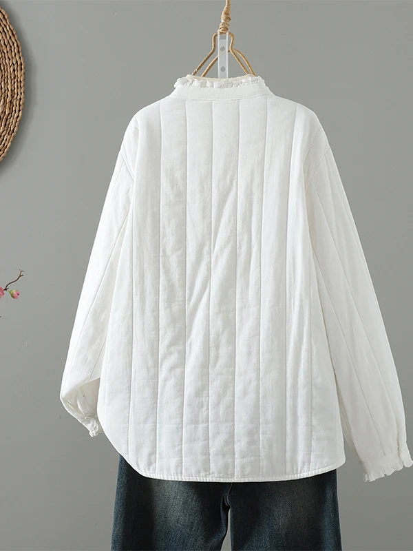 Dimagrante Thiened Cotton Jaet 2025 Autunno Inverno Loose Fit Colore puro Pendolare Sle Cappotto da donna Dritto Sve Lungo Lunghezza