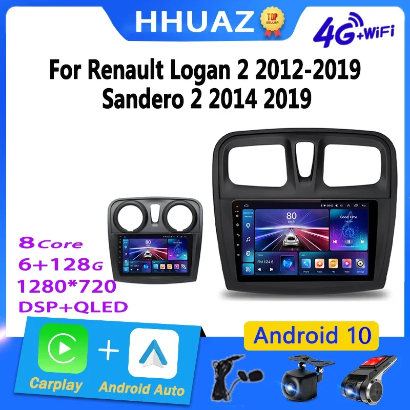 

Android Auto Car Radio Carplay for Renault Logan 2 2012 - 2019 Sandero 2 2014 - 2019 Multimedia Player GPS Navigation DVD