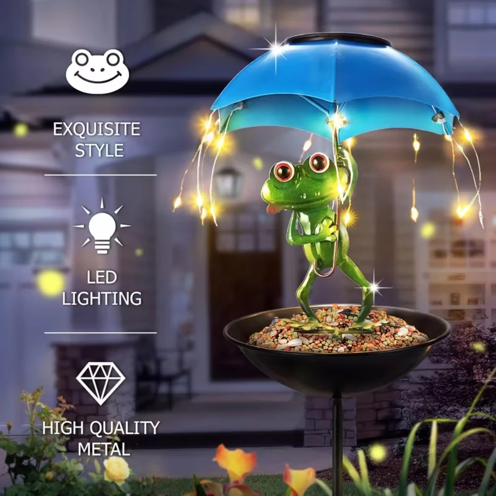 Outdoor Lighting Decor Ideas - Solar Bird Feeder Metal Outdoors BirdHouse