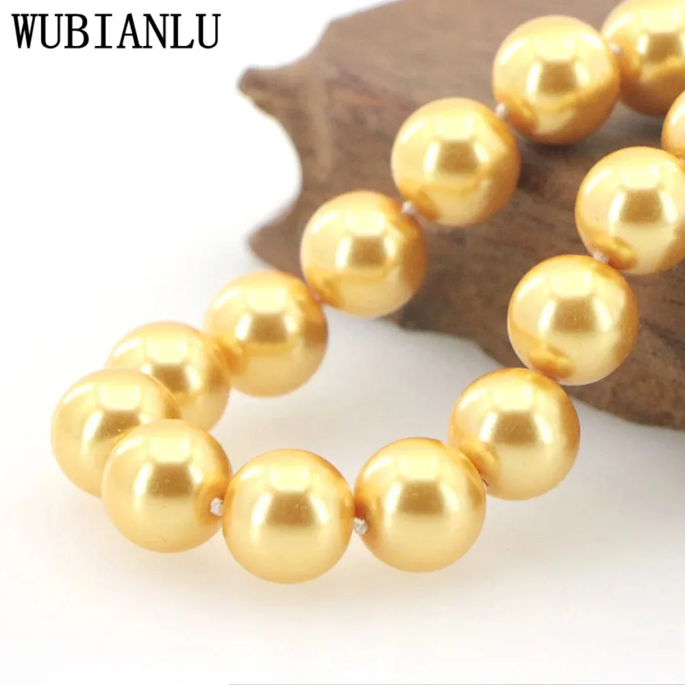 Wholesales Design Gift  + 10mm Golden South Sea Shell Pearl Necklace Women In Choker Necklaces 18\