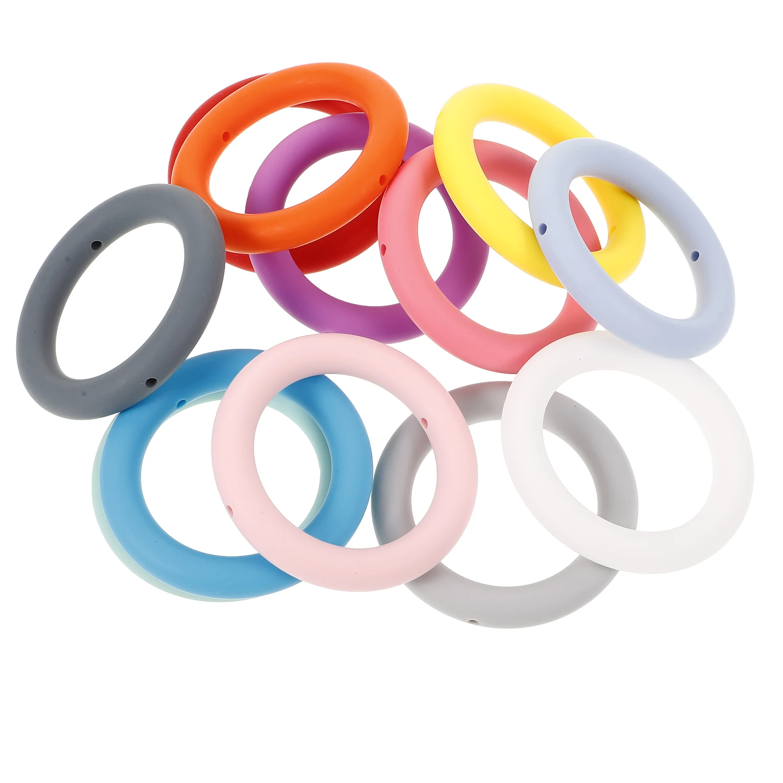 

12 Pcs Silicone Rings Double Holes Round Circles Keychains Halloween Colored Baby Diy Supplies Small Ring Pendant Jewelry Kits