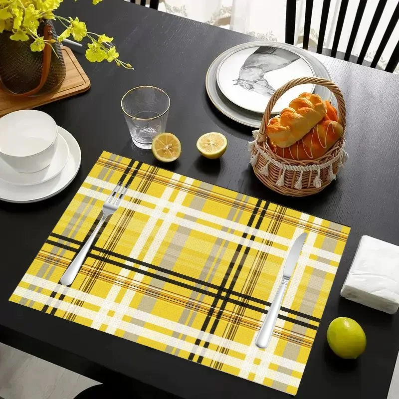 VIKAMA Christmas Placemat Red Yellow Spiral Swirl, Waterproof Oil-Proof Heat-Resistant Dining Table Mat for Holiday Home
