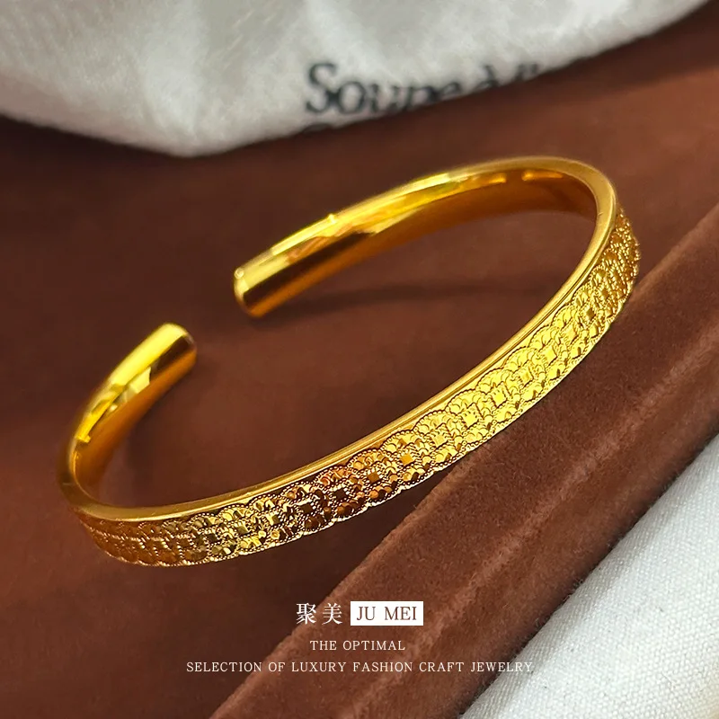 9999 24K real gold store same style women's gold bracelet open birthday gift beautiful jewelry