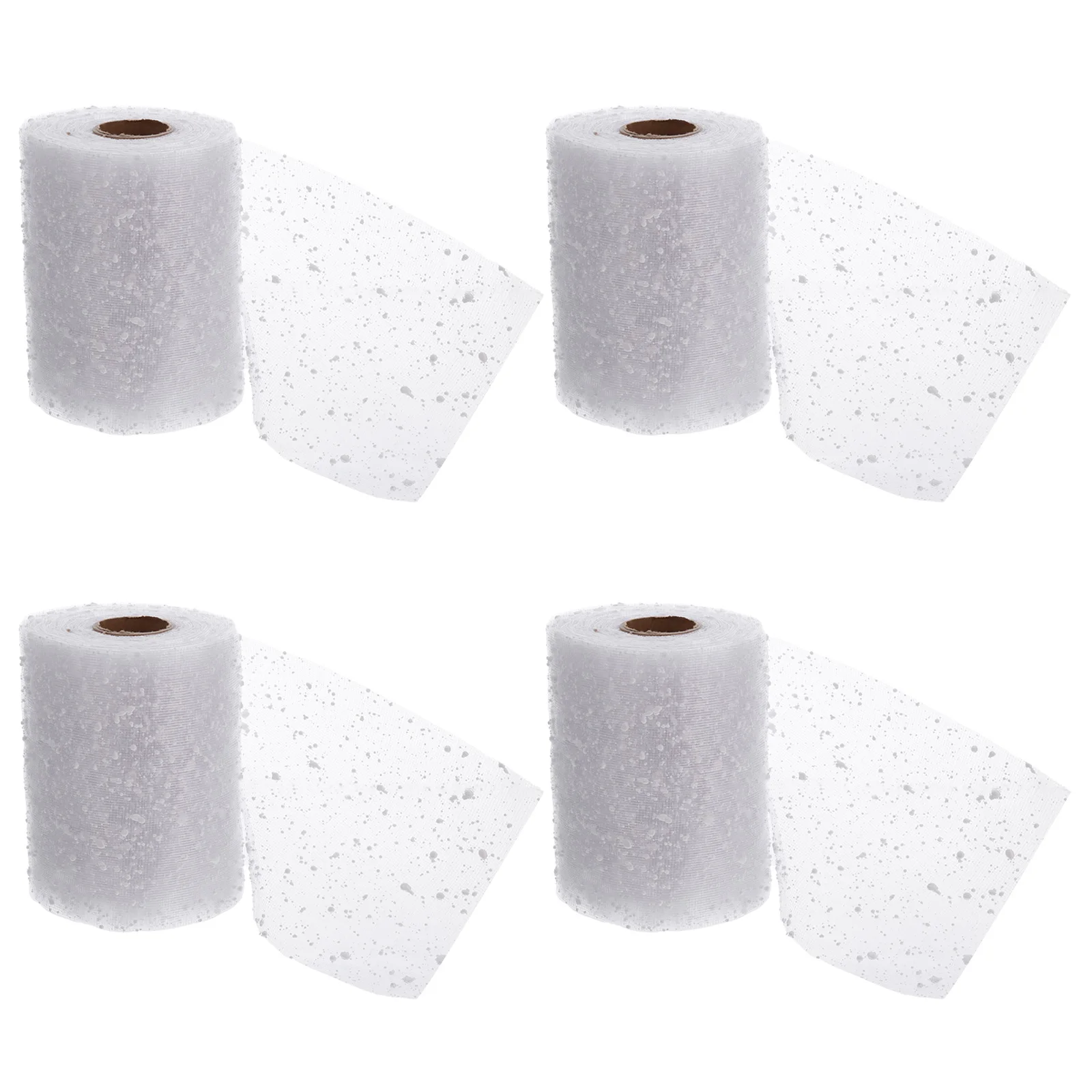 

4 Rolls White Snow Poly Mesh Ribbon Decorated Mesh Ribbon for Holiday Christmas Tree Wreath Bow Gift Wrapping Bouquet