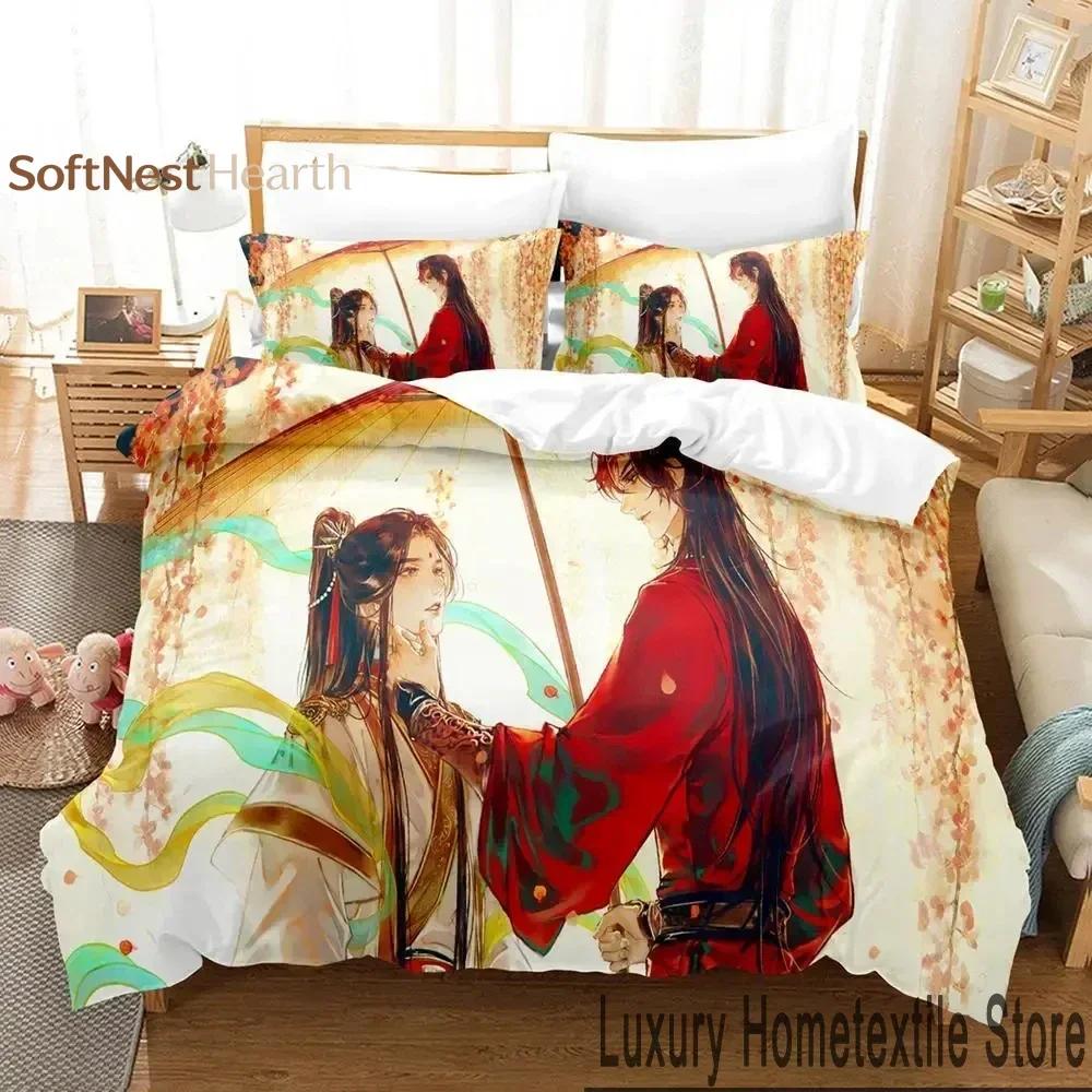 2026 Heaven Official's Blessing Tian Guan Ci Fu Bedding Set Boys Girls Twin Queen King Size Duvet Cover Pillowcase Bed Boys Adul