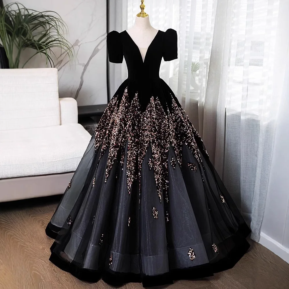 Customized Ball Gown Quinceanera Dresses Sequins Tulle Prom Birthday Party Gowns Formal Occasion Vestido De Noche