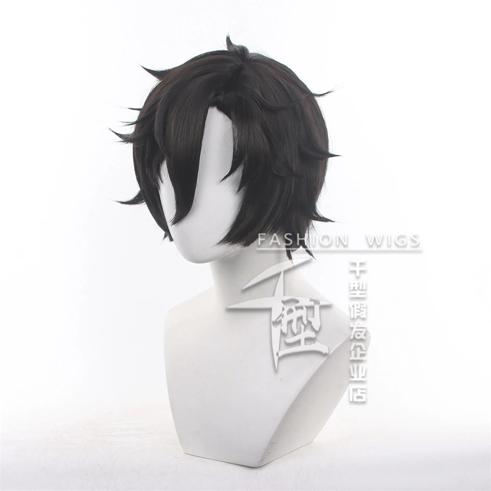 Identity V Dentist Cosplay Wig 30cm Black Heat Resistant Synthetic Hair Finsen Hunter Role Play Wig Hallowmas Costumes Accessori