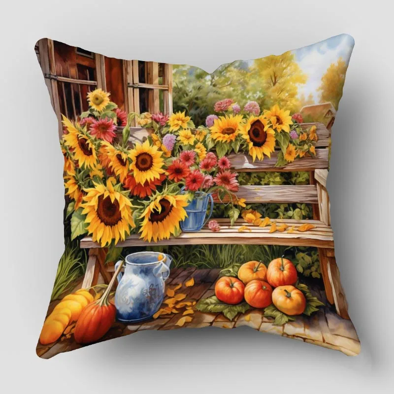 Musife Autumn Flower Poszewka dekoracyjna Art Square Poszewka na poduszkฤ zapinana na zamek 35*35,40*40,45*45cm hurtowo