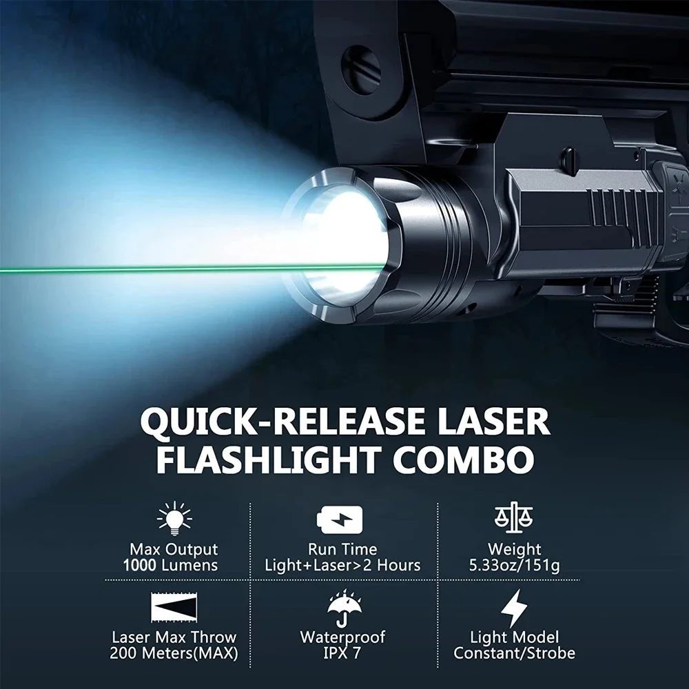 Original Richfire Pistol Flashlight Laser Combo 1000LM Gun Torch Tactical Weapon Light for Glock Taurus 20mm Rail Mounted